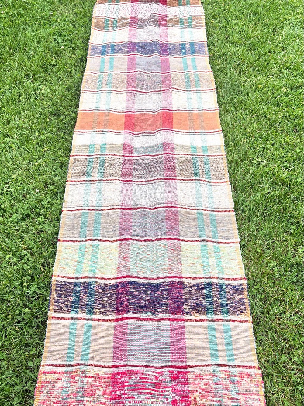 Handwoven Catalogne Multicolor Stripe Runner Rug